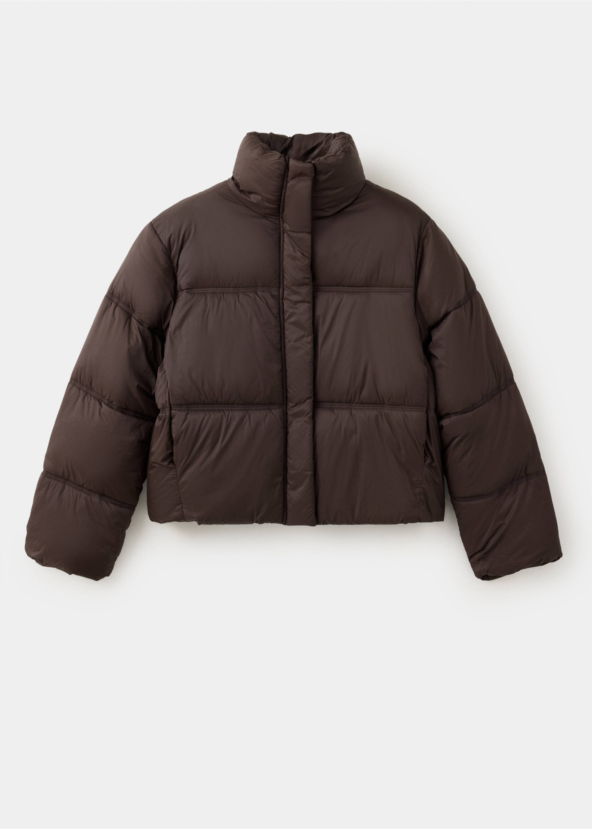 Dark brown quilted anorak with a high funnel neck and concealed zip fastening., Chocolate. Ref: 37018265-00.