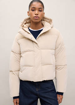 Short quilted anorak — Beige 1