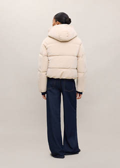 Short quilted anorak — Beige 4