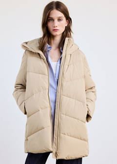 Hood puffer coat — Beige 1