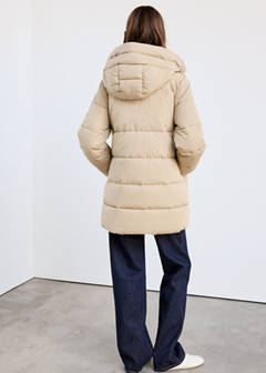 Hood puffer coat — Beige 3