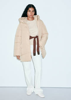 Hood puffer coat — Beige 8