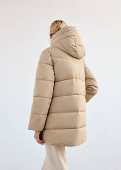 Hood puffer coat — Beige 14