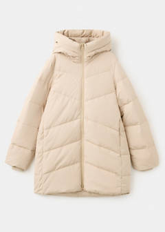 Hood puffer coat — Beige 9