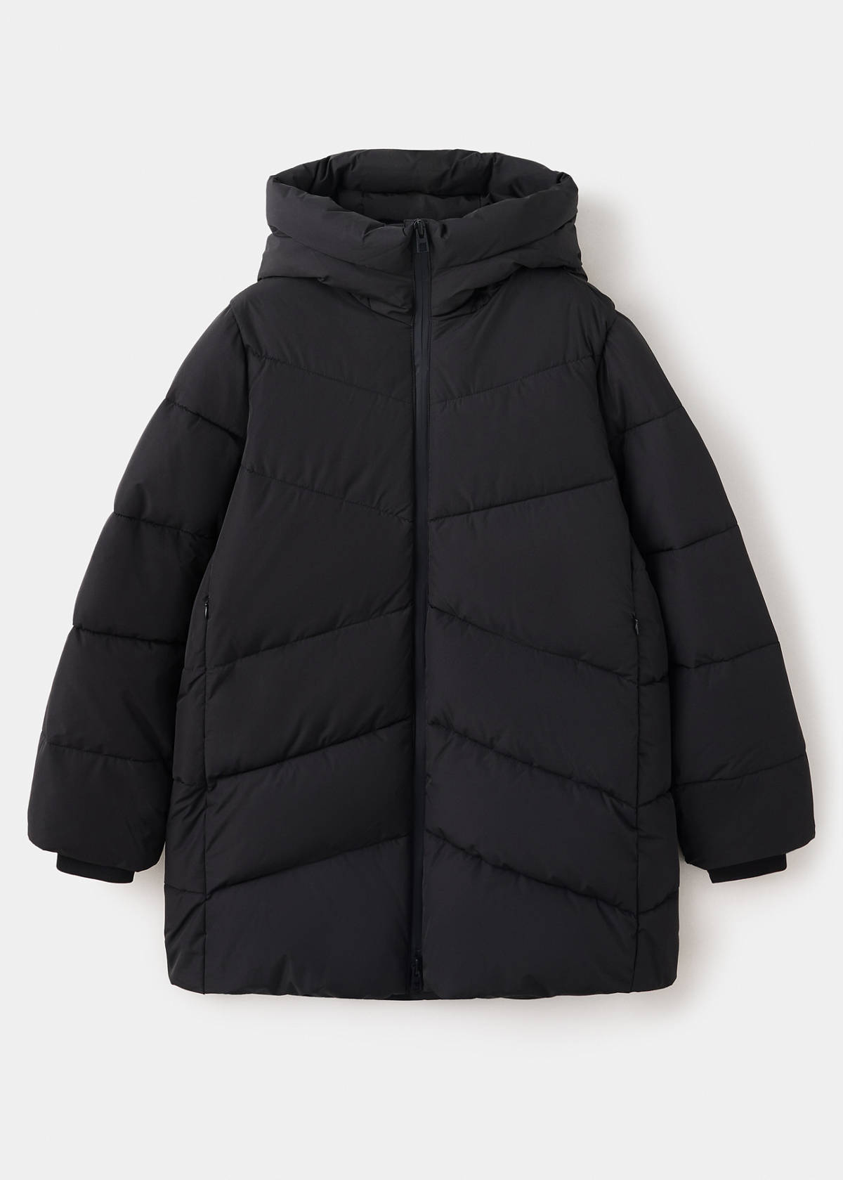 Hood puffer coat — Black