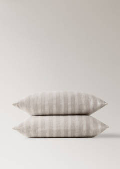 Two striped flannel pillowcases, 60 x 60 cm — Beige 3