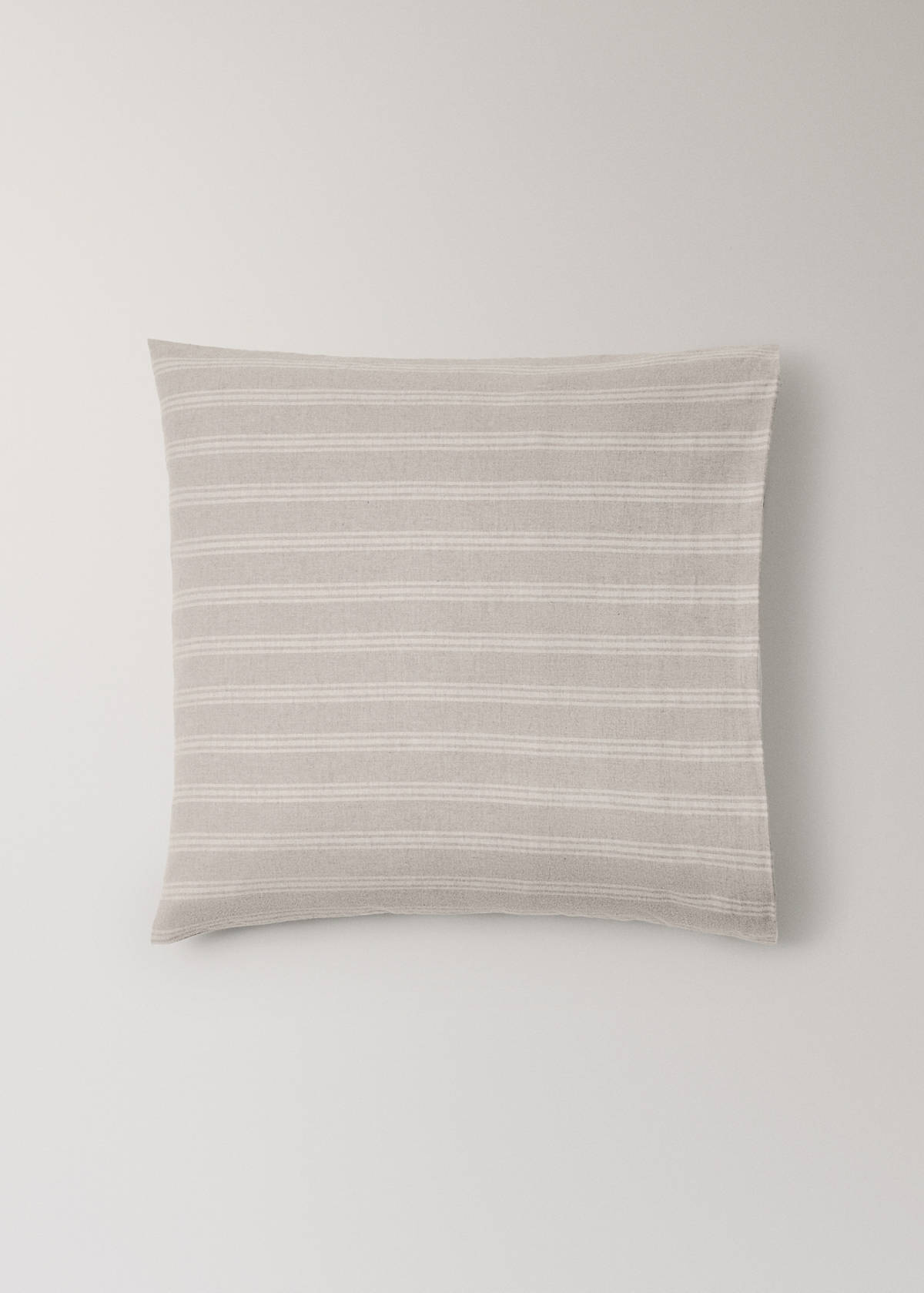 Two striped flannel pillowcases, 60 x 60 cm — Beige