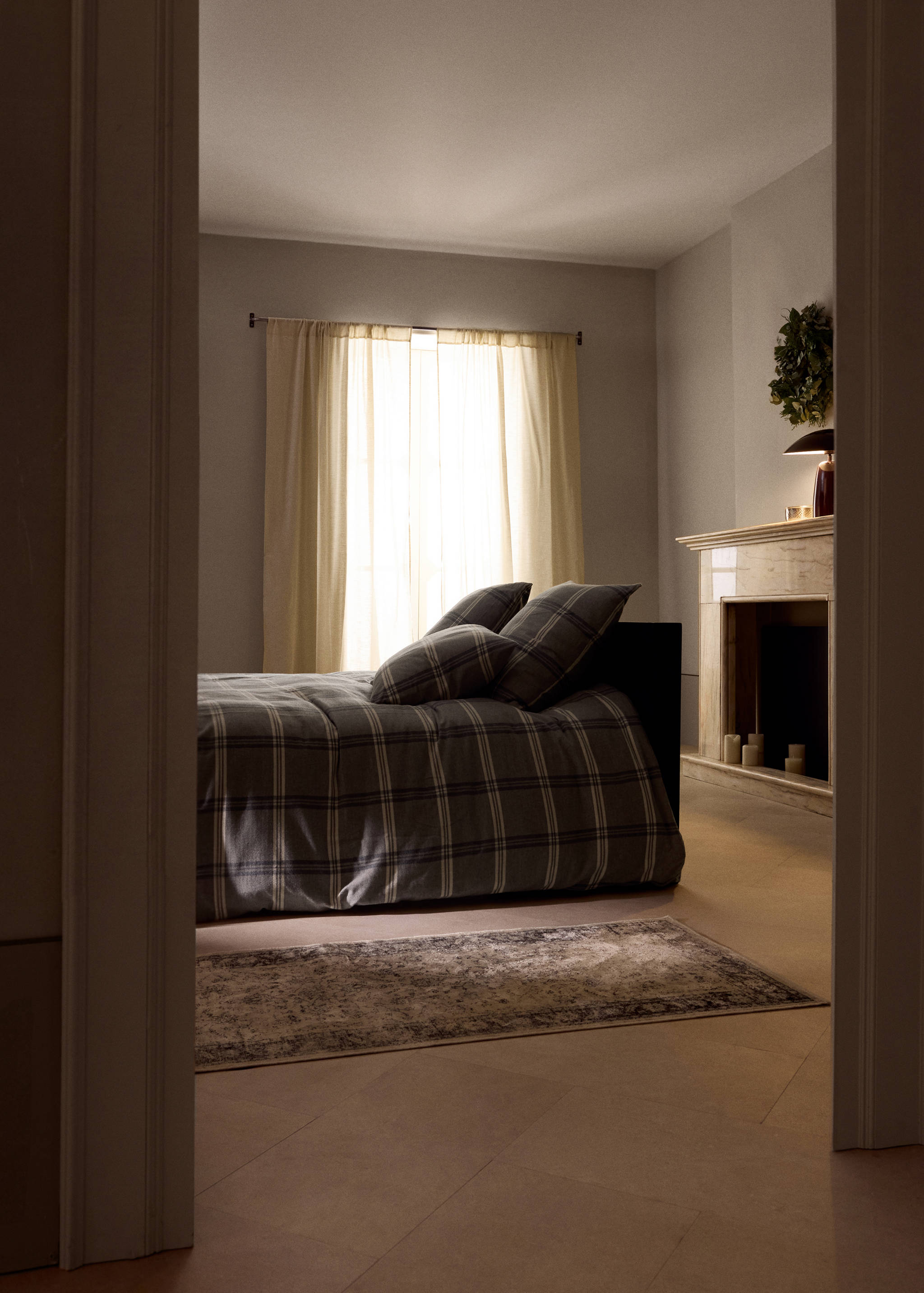 Flanell-Bettbezug mit Karomuster für 135/140 cm Bett - Allgemeine Ansicht