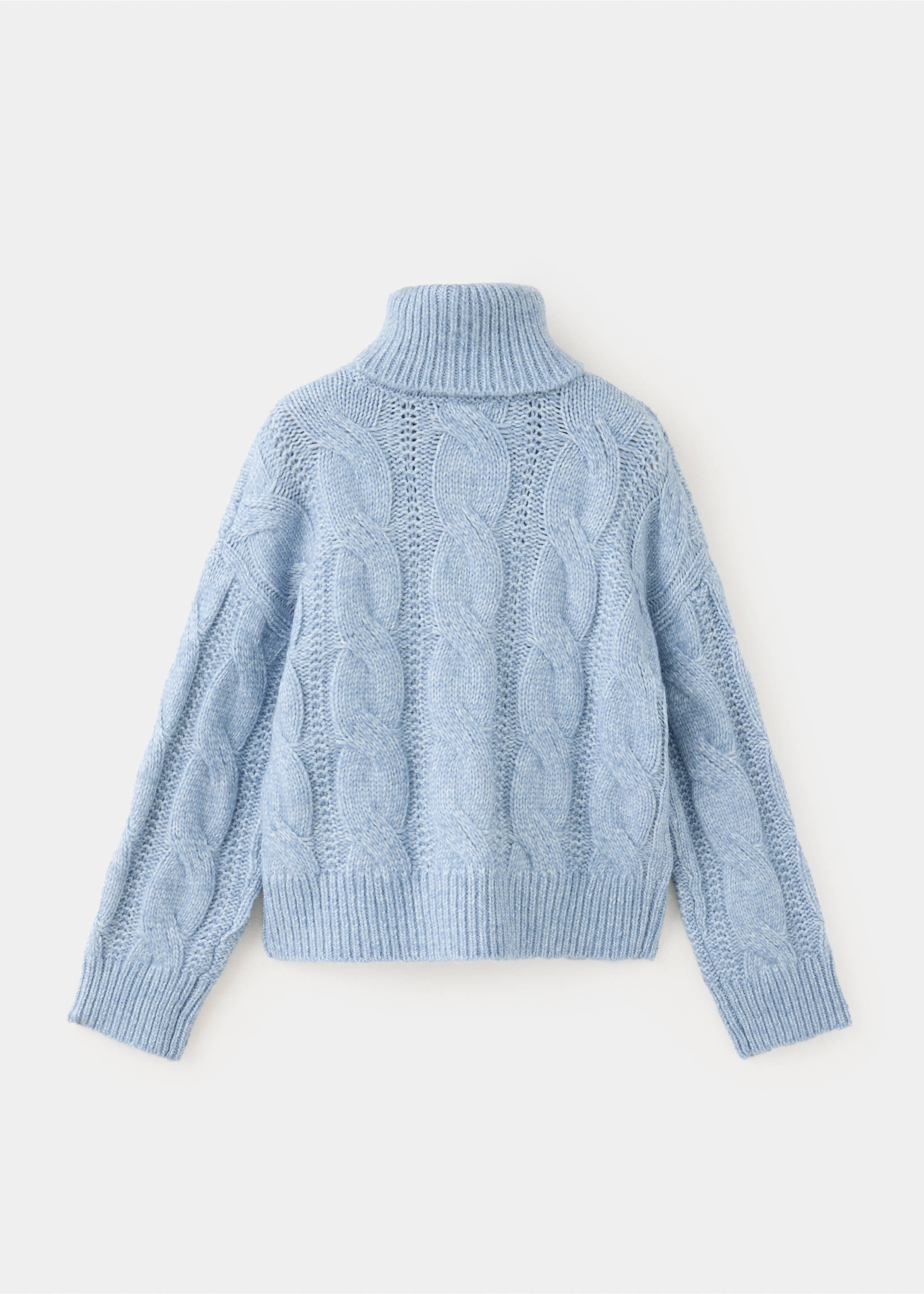 Pull-over maille torsadée col montant - Verso de l’article, Bleu ciel. Ref: 37018285-00.