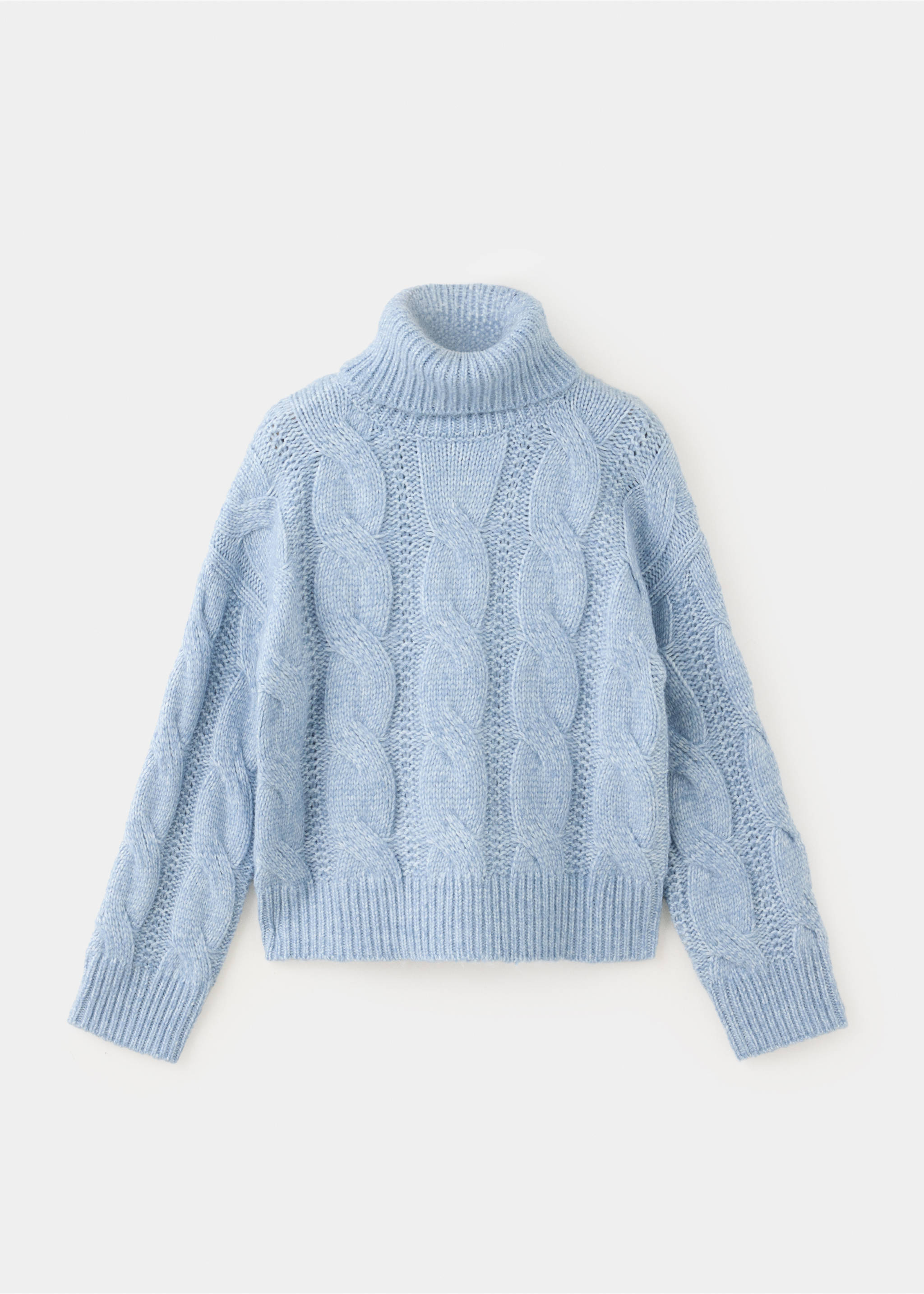 Pull-over maille torsadée col montant - Article sans modèle, Bleu ciel. Ref: 37018285-00.
