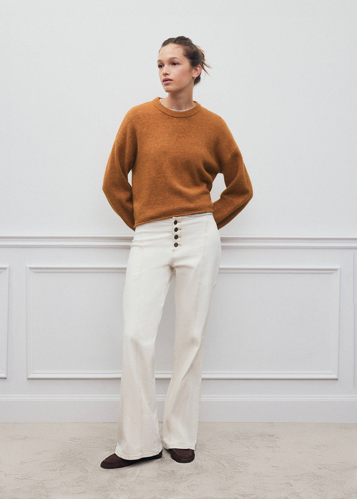 Straight round-neck sweater — Ochre
