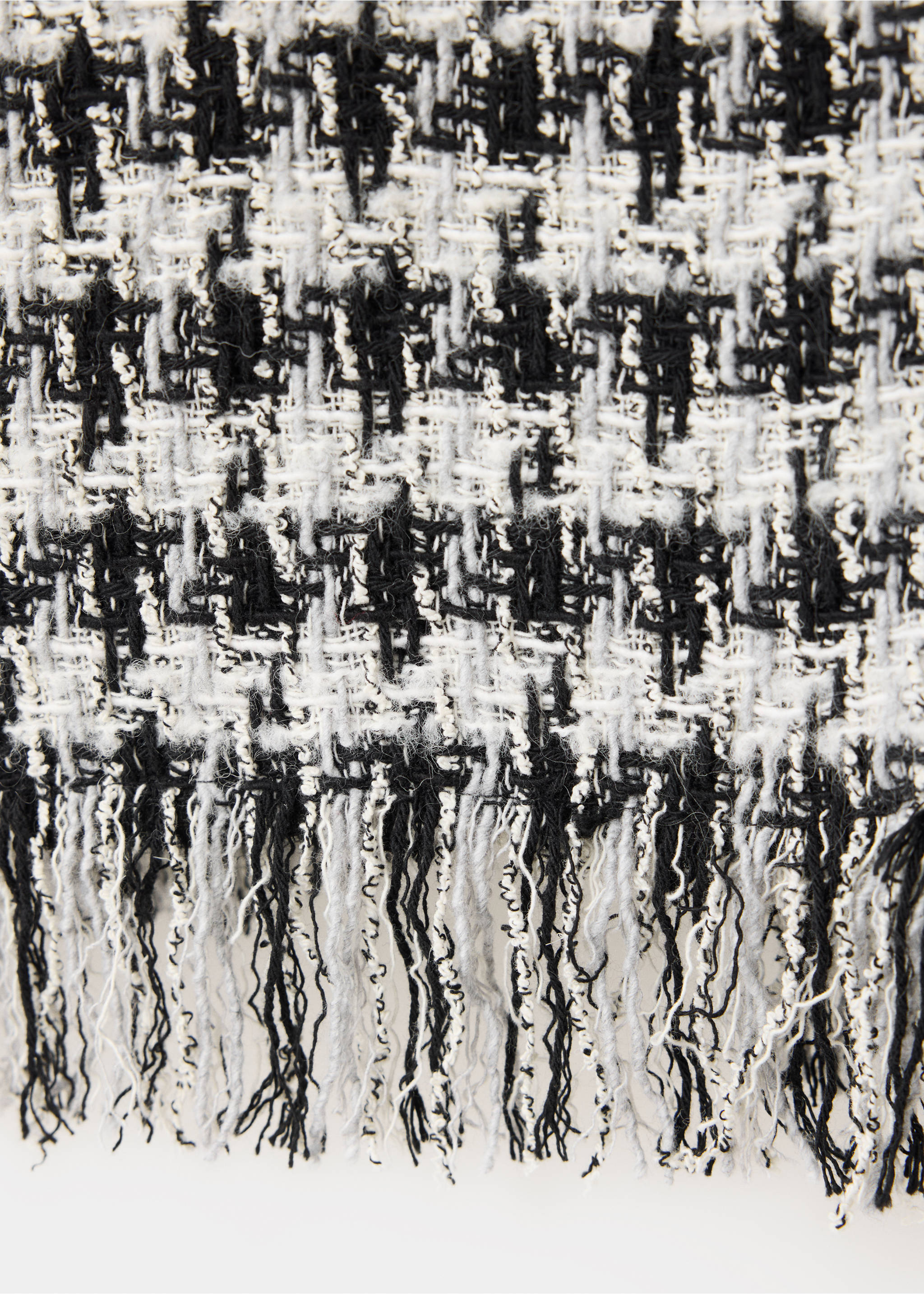 Ausgefranster Blazer mit Hahnentritt-Muster - Detail des Artikels 0, Schwarz. Ref: 37018291-00.