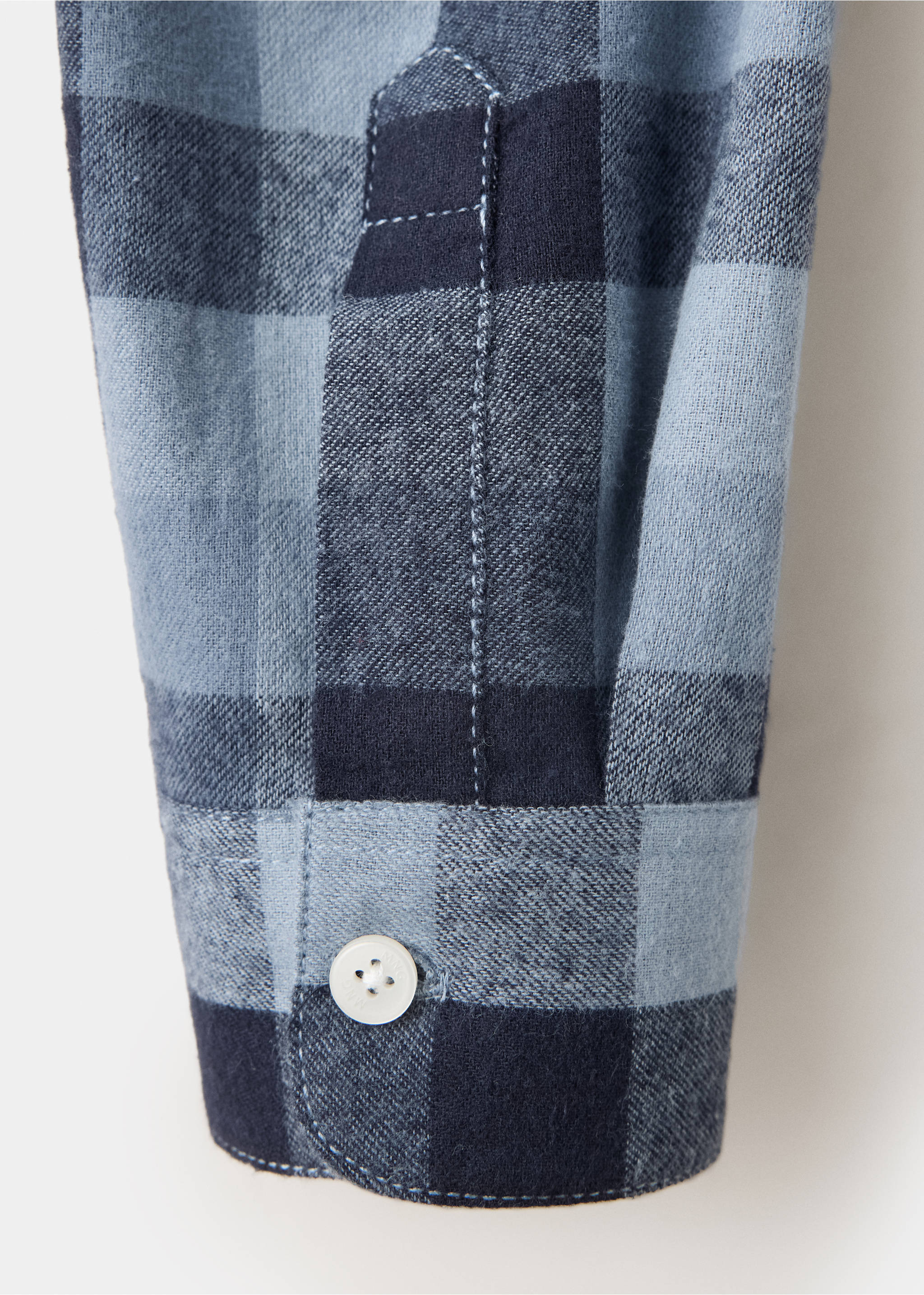 Blue check shirt fabric and sleeve cuff detail., Navy. Ref: 37018633-00.