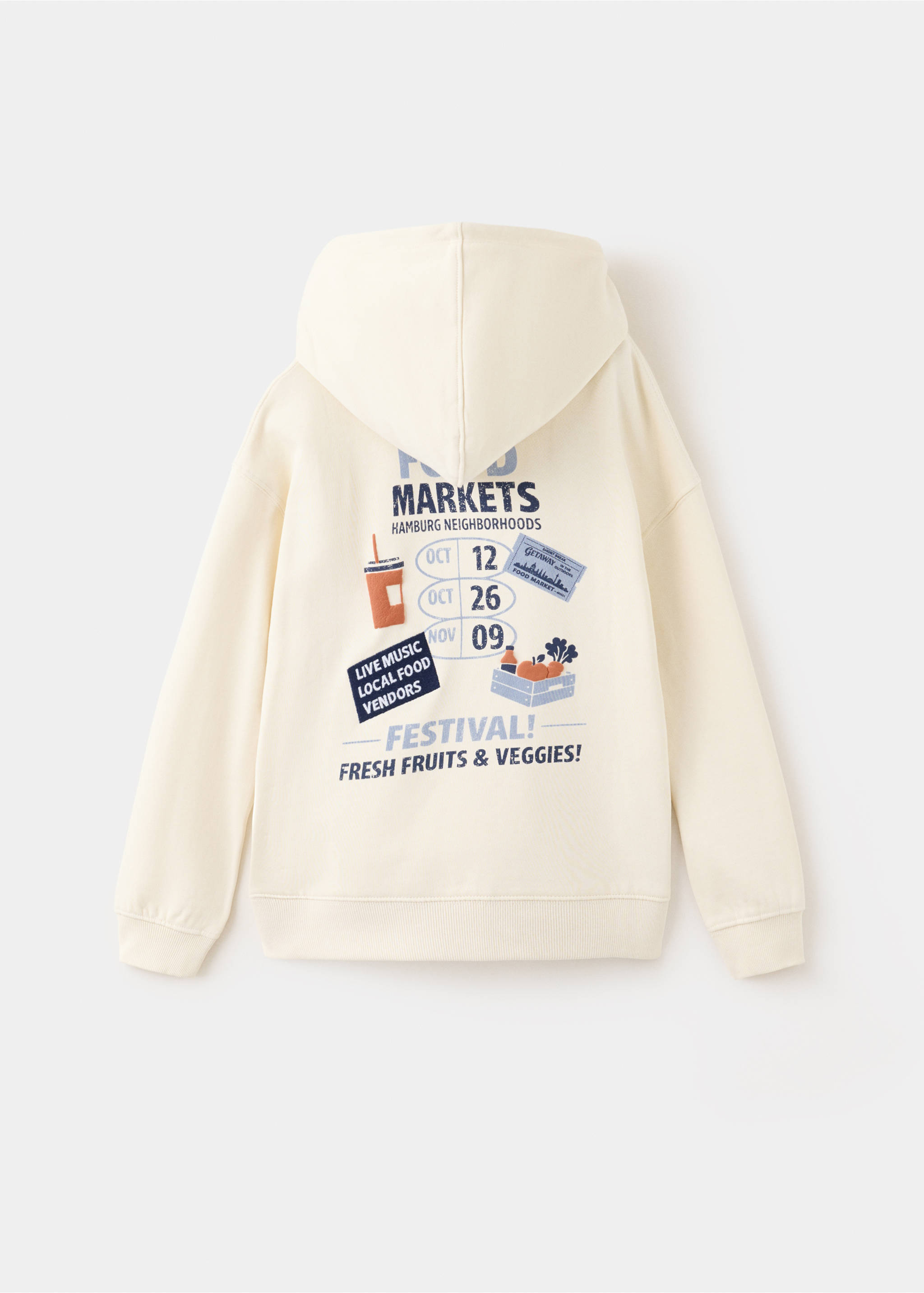 Sudadera capucha dibujos - Reverso del artículo, Blanco roto. Ref: 37018635-00.