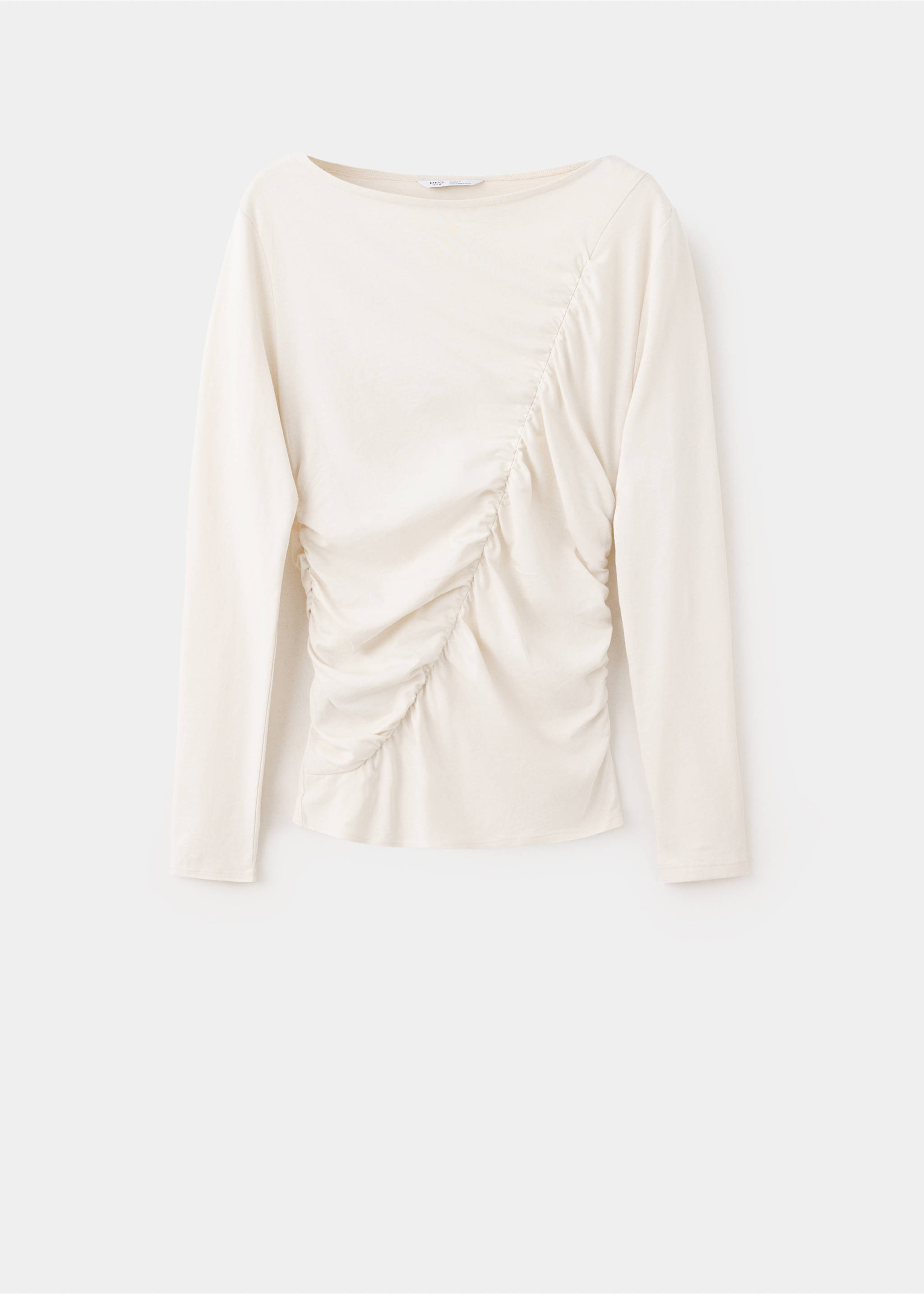 Draped cotton T-shirt - Article without model, Beige. Ref: 37019122-00.