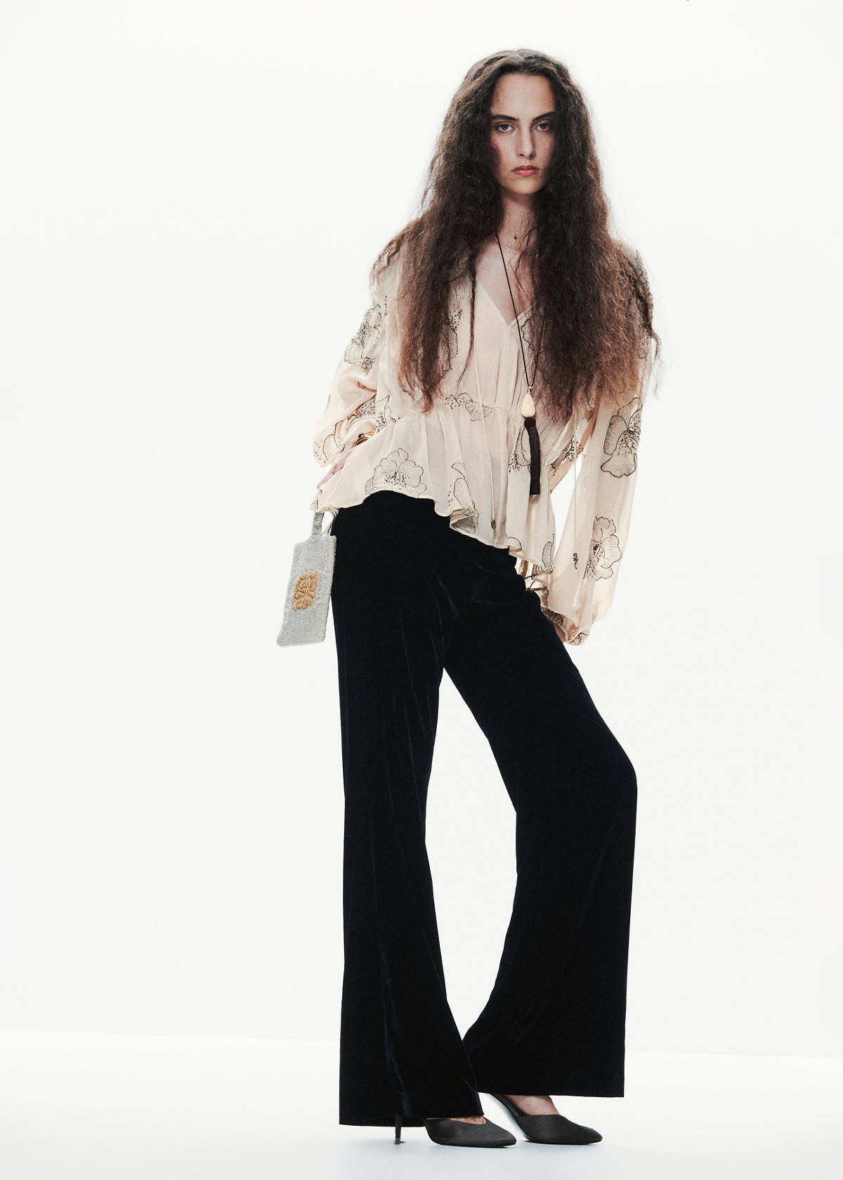 Floral blouse with bead detail