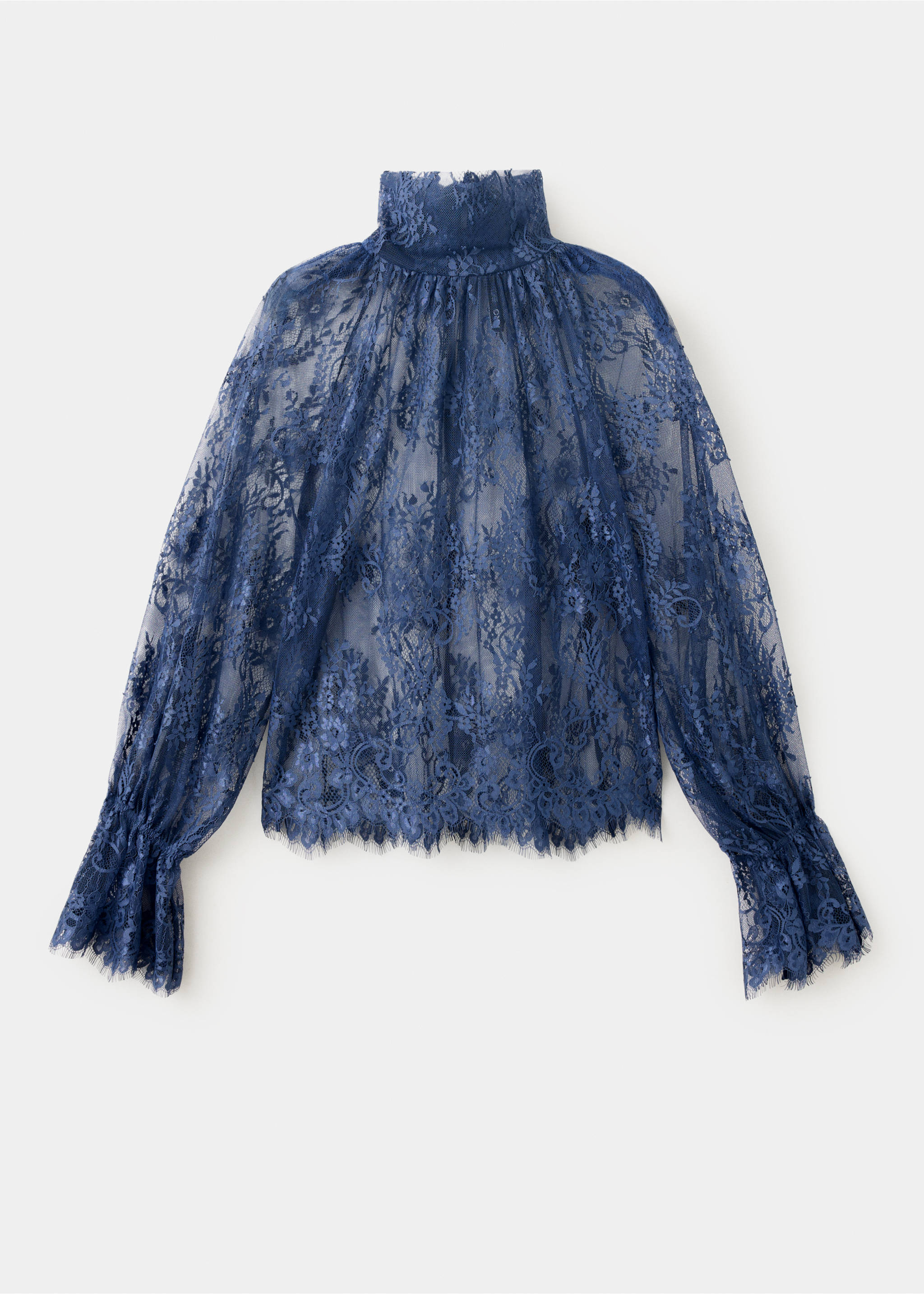 Blouse dentelle fleurie - Article sans modèle, Bleu. Ref: 37019126-00.