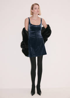 Velvet short dress — Night Blue 2