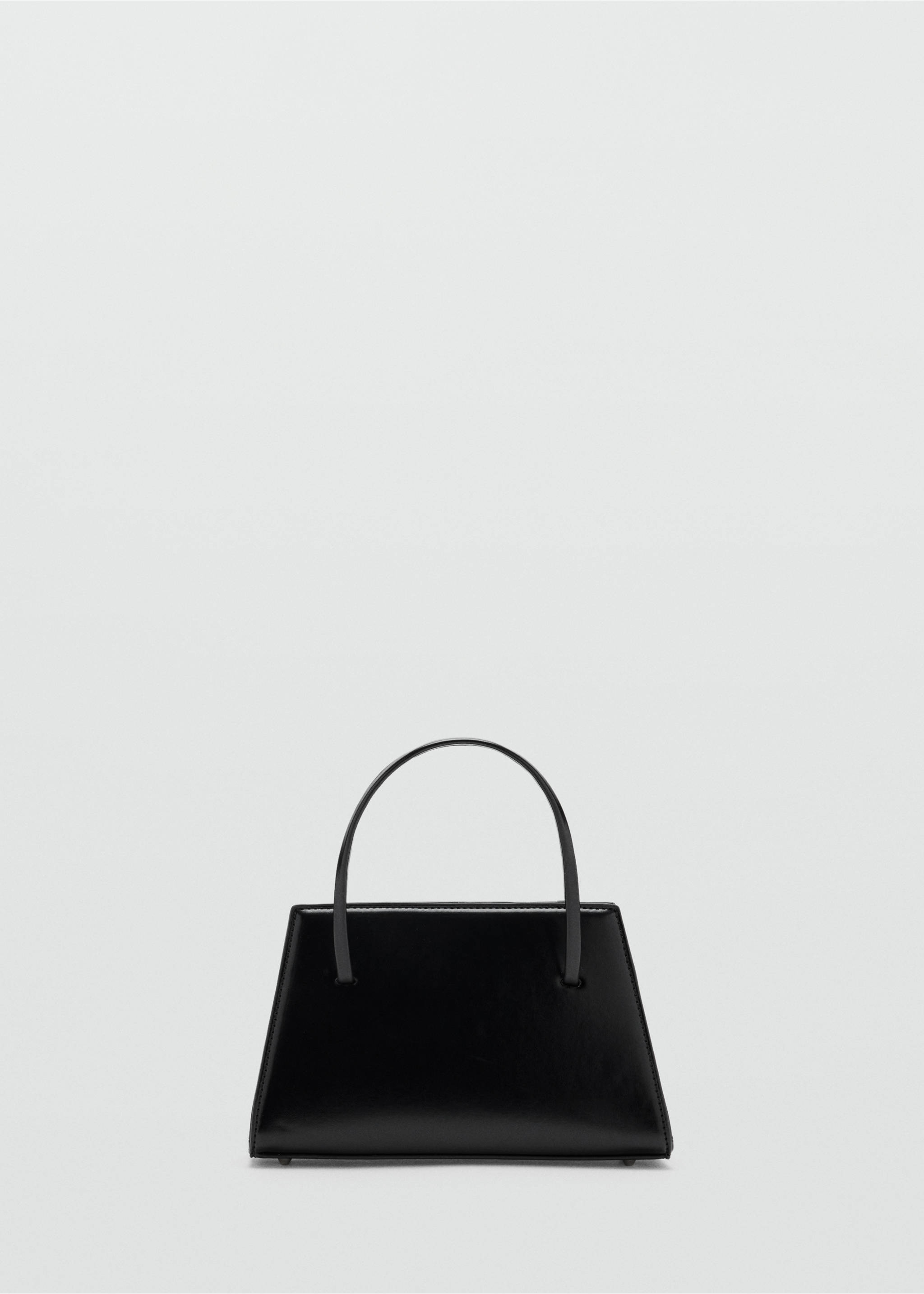 Black structured handbag with a polished finish and curved top handle., Black. Ref: 37019143-00.
