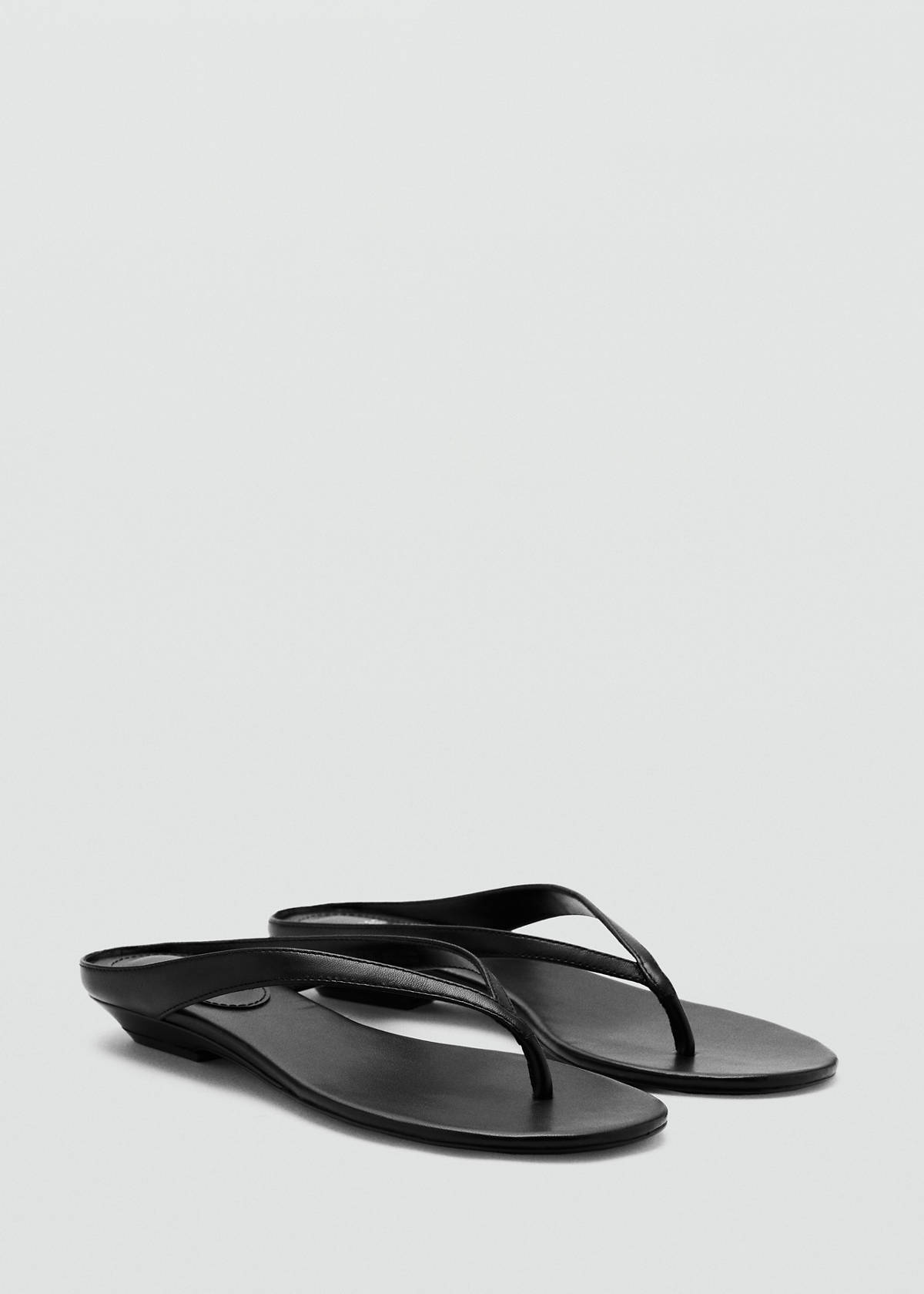 Wedge leather sandals — Black