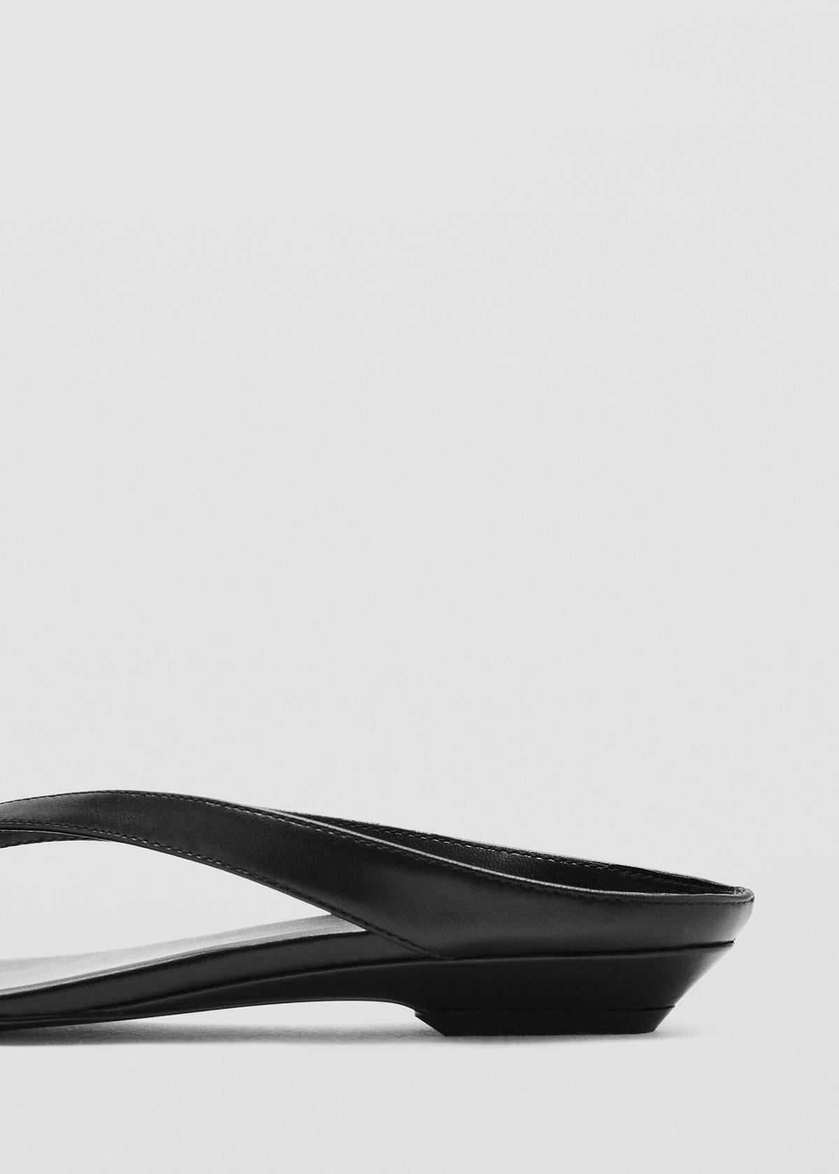 Wedge leather sandals — Black