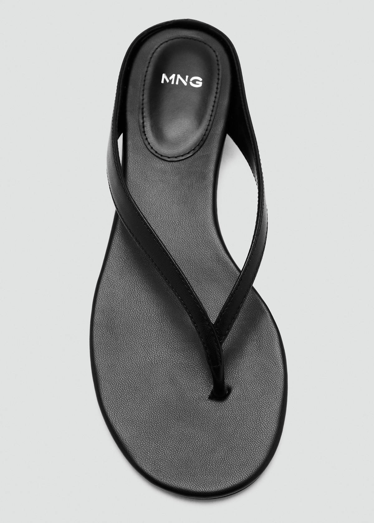 Wedge leather sandals — Black