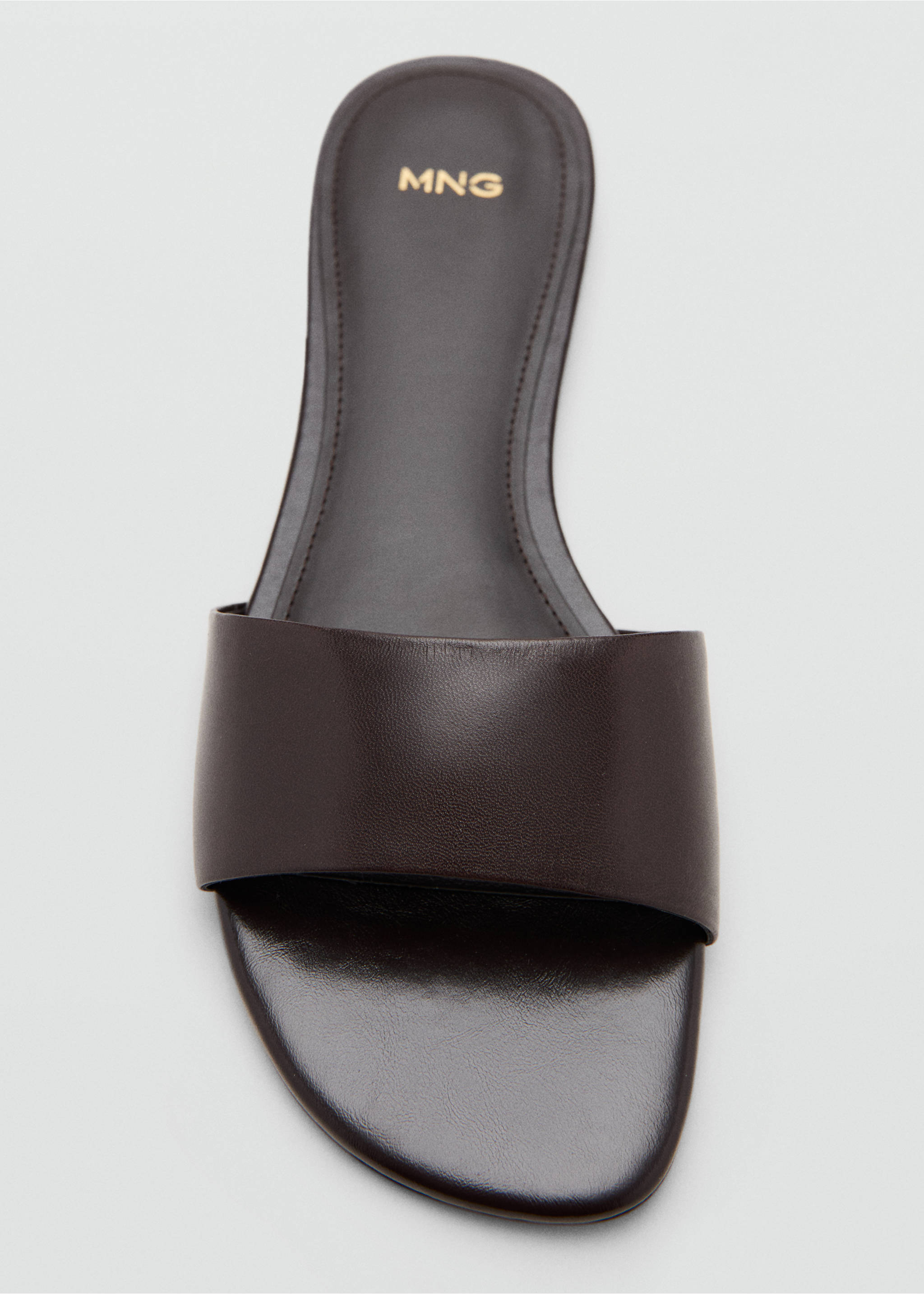 Кожаные сандалии на плоской подошве - Деталь изделия 2, Шоколадный. Ref: 37021333-00.