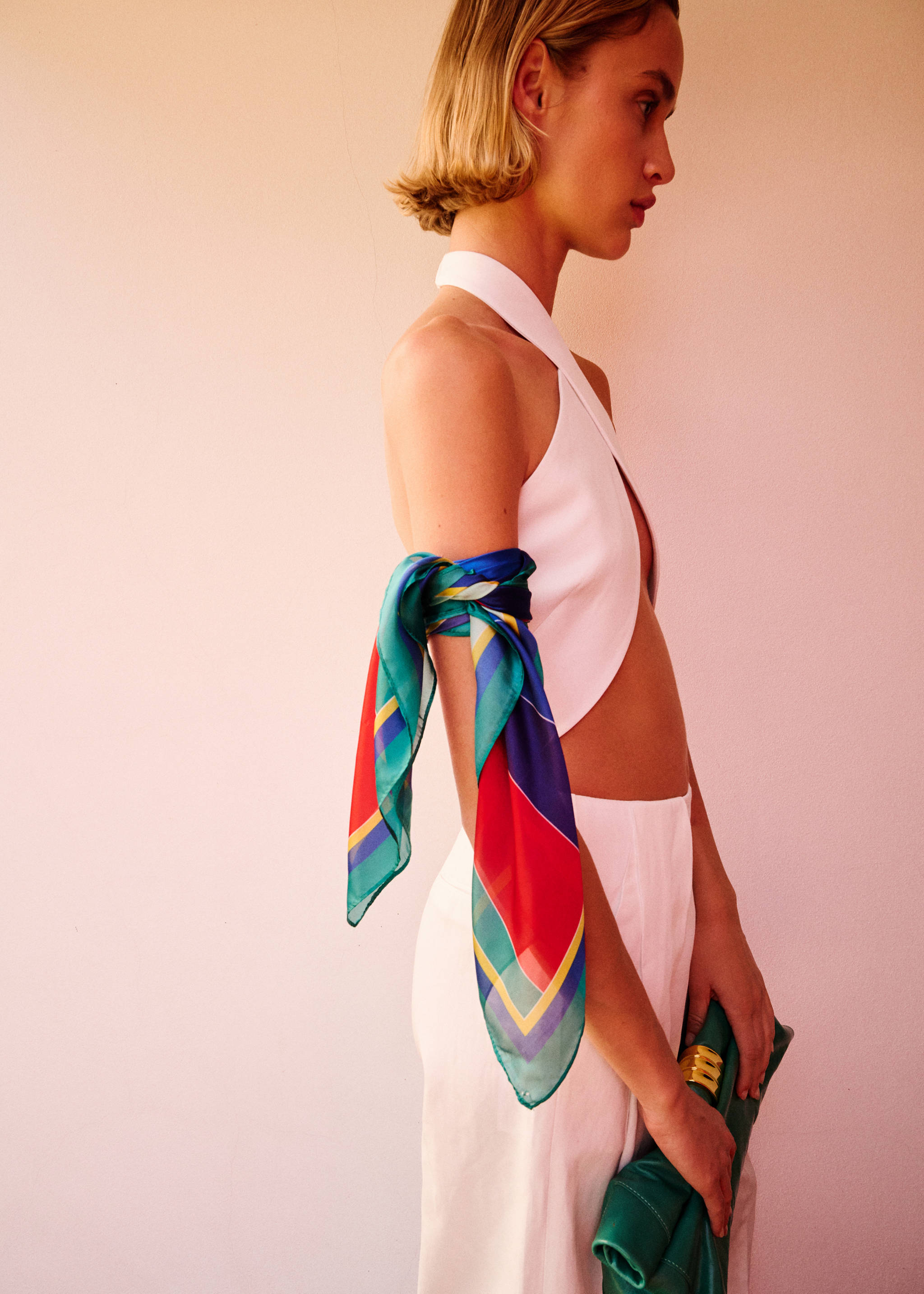 Combined striped printed scarf - Details of the article 9