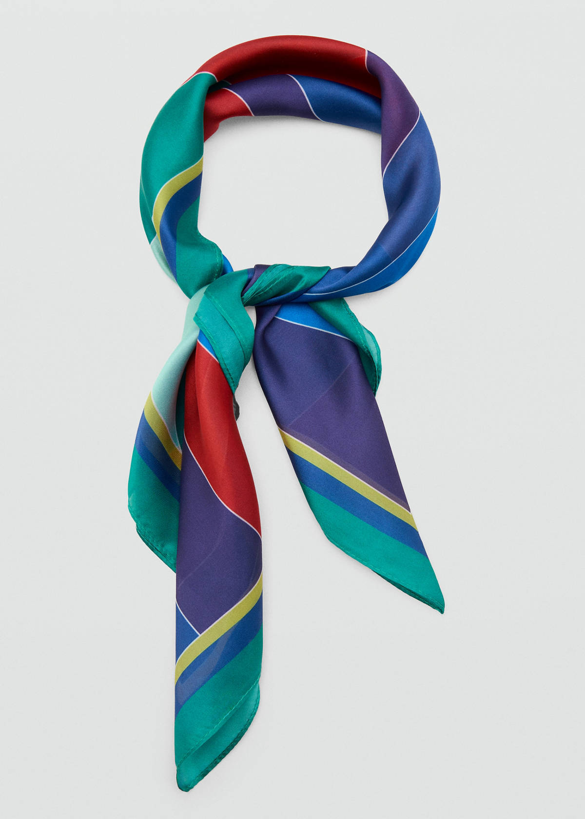 Combined striped printed scarf — Red