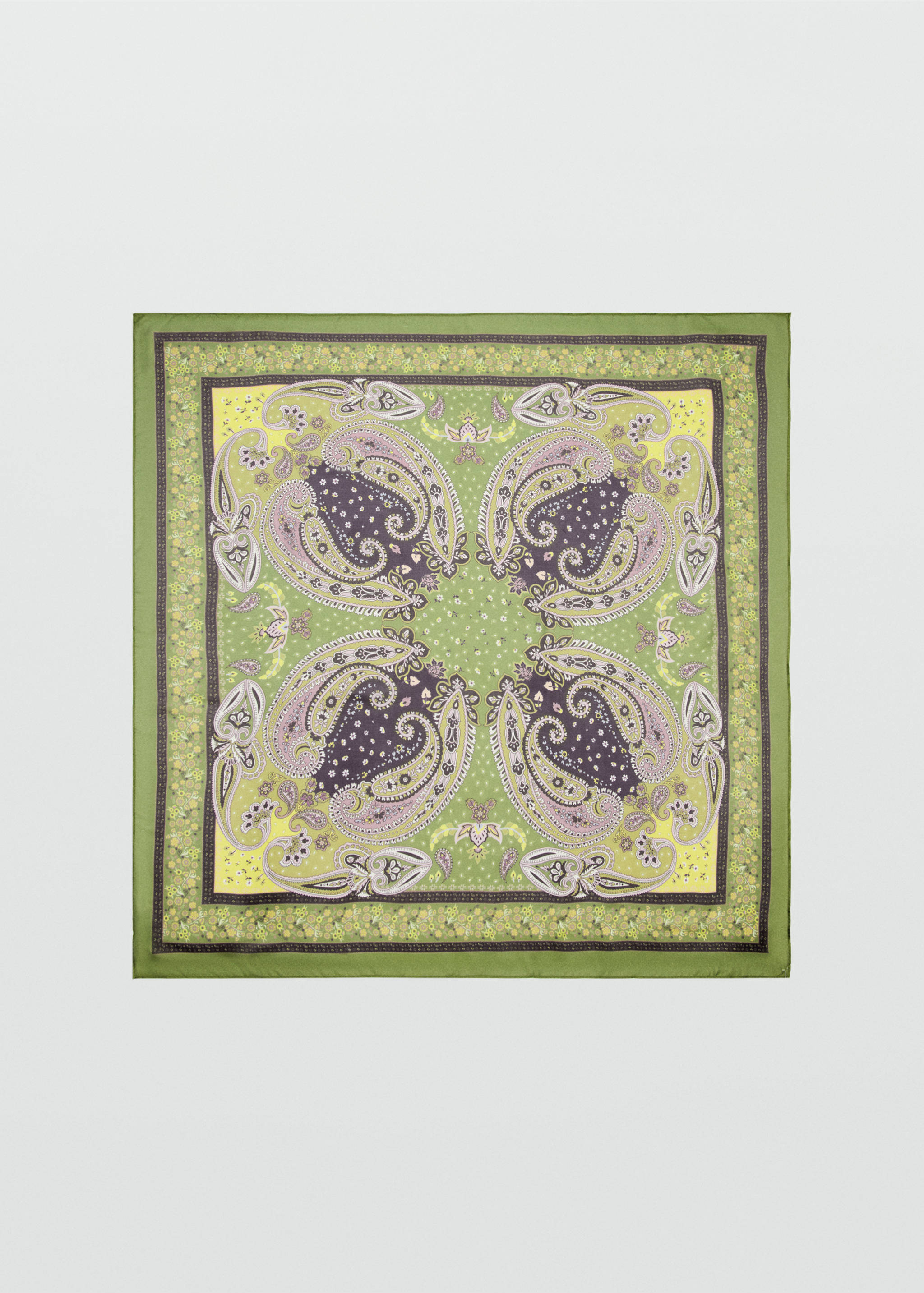 Paisley print scarf - Article without model, Green. Ref: 37021338-00.