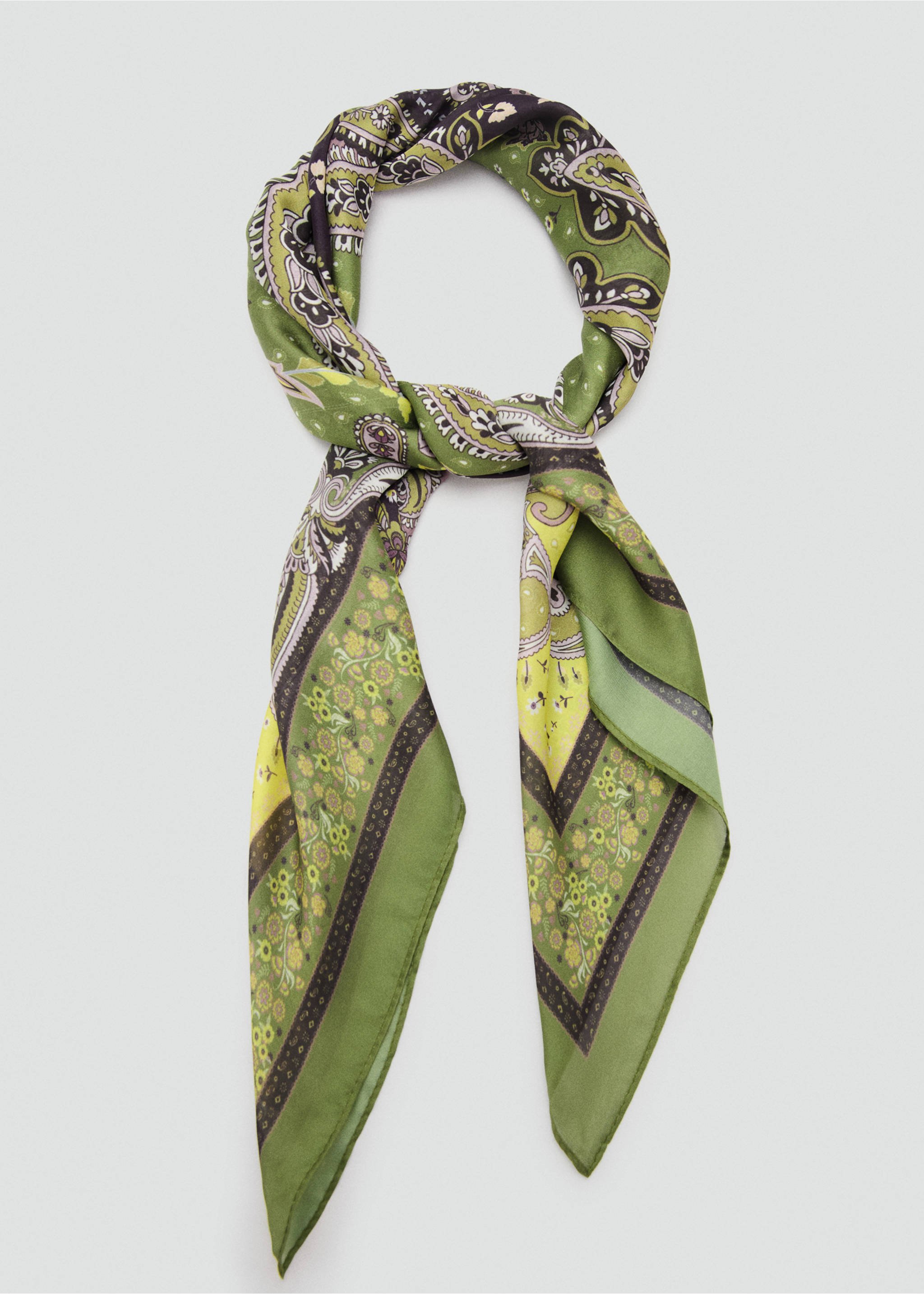 Paisley print scarf - Details of the article 1, Green. Ref: 37021338-00.