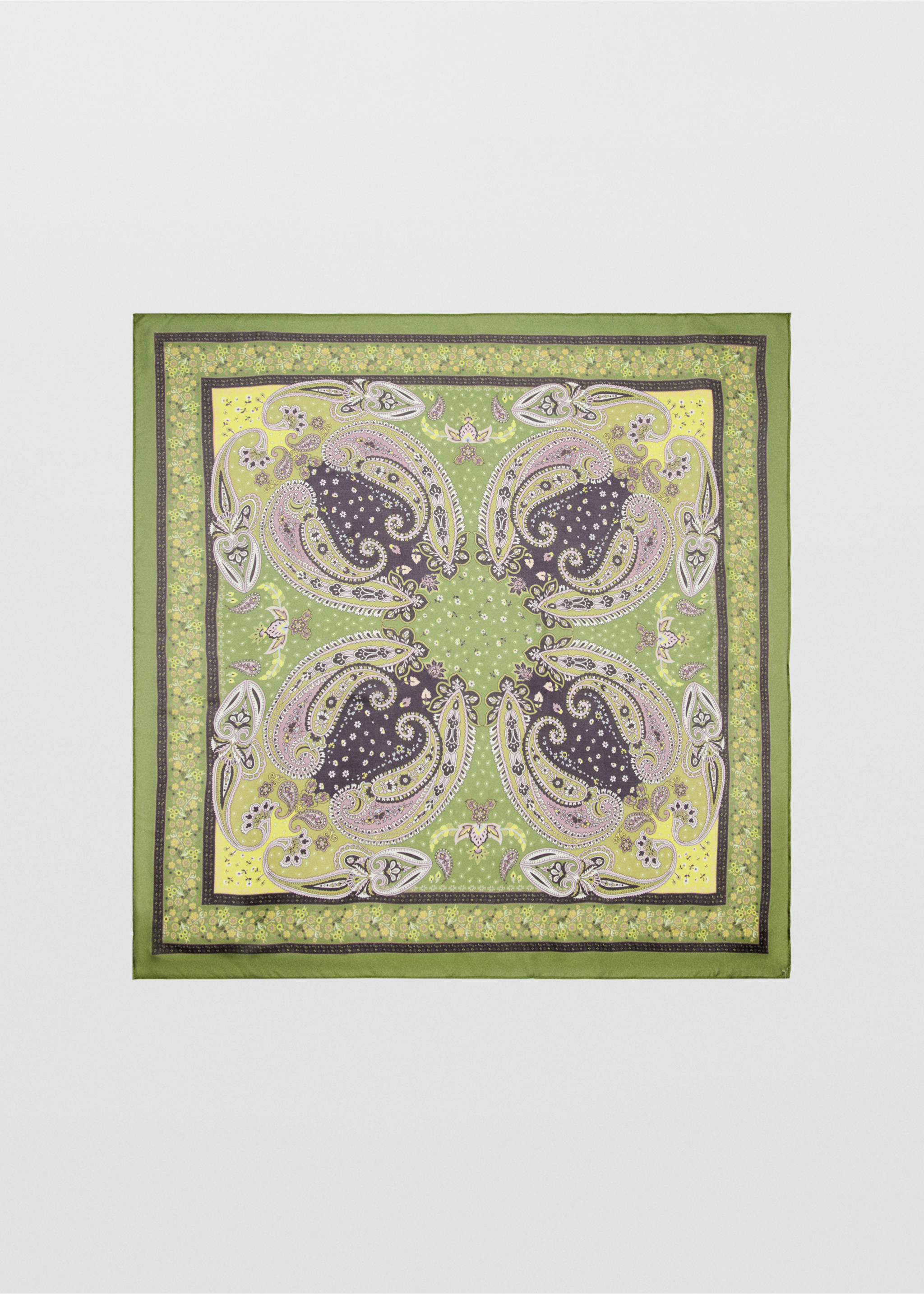 Paisley print scarf - Article without model, Green. Ref: 37021338-00.