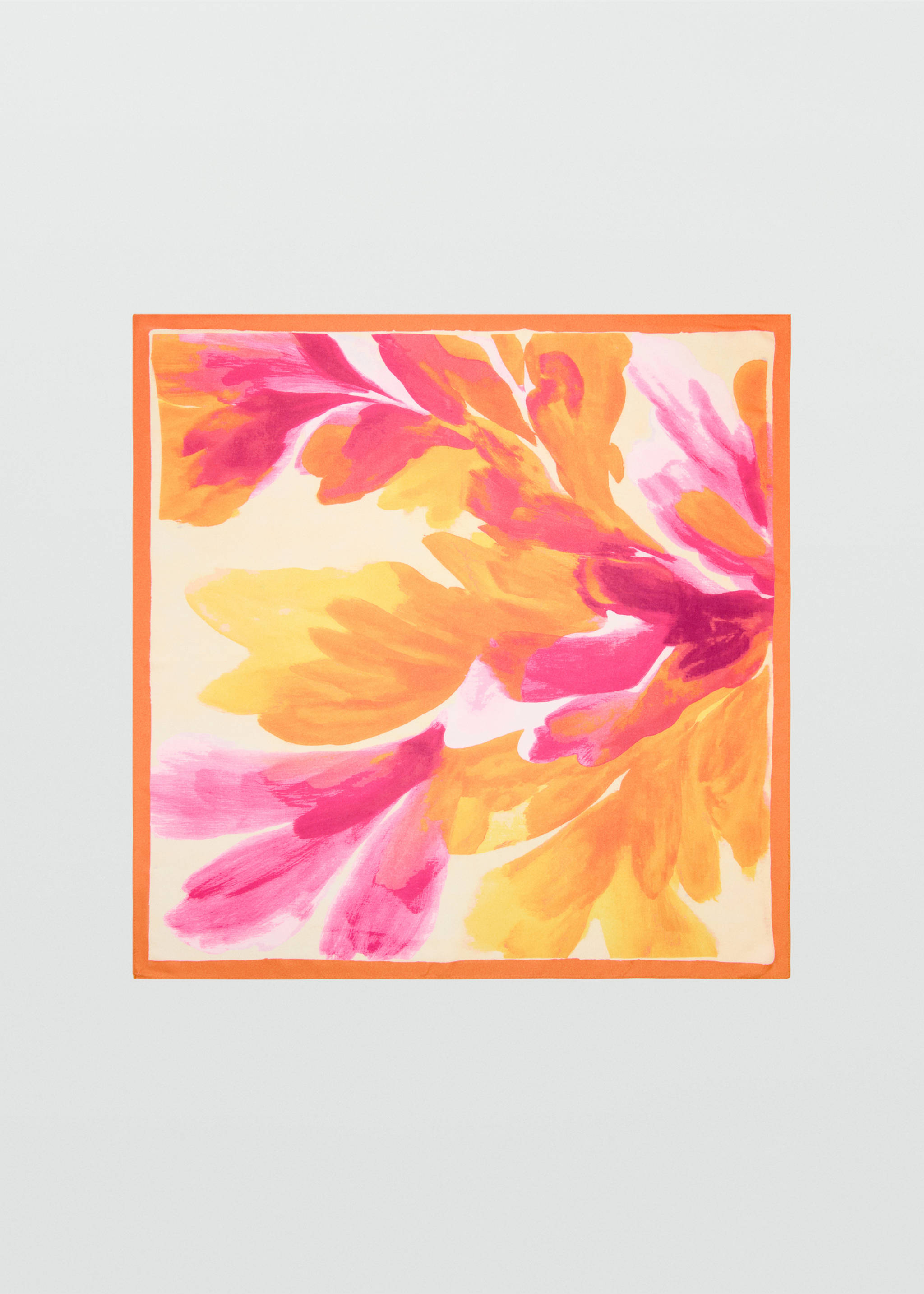Floral print scarf - Article without model, Orange. Ref: 37021340-00.