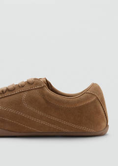 Contrasting panel leather sneakers — Sand 3