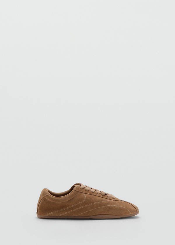 Contrasting panel leather sneakers — Sand