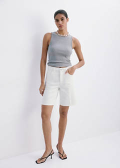 Straight-fit denim bermuda shorts — White 2