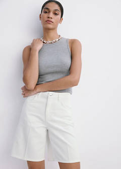 Straight-fit denim bermuda shorts — White 5