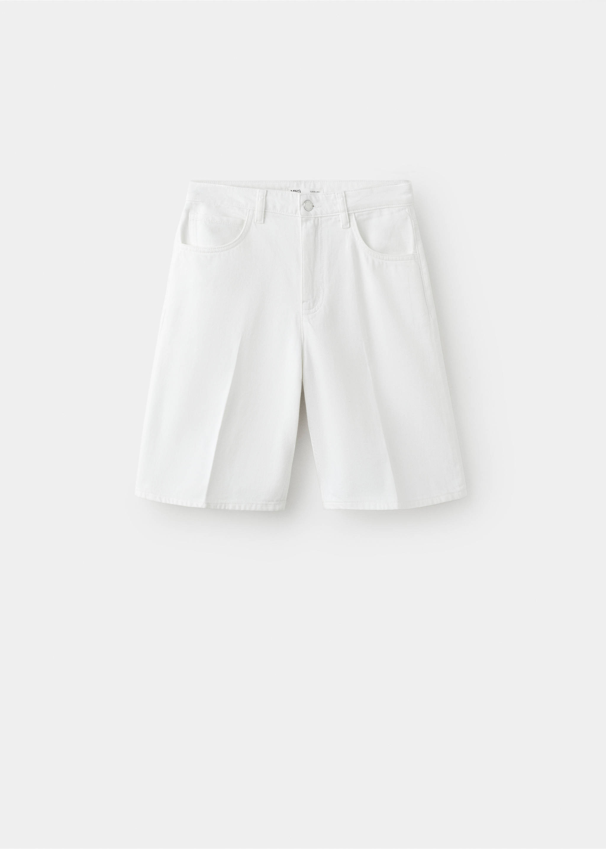 Straight-fit denim bermuda shorts - Article without model, White. Ref: 37021348-00.