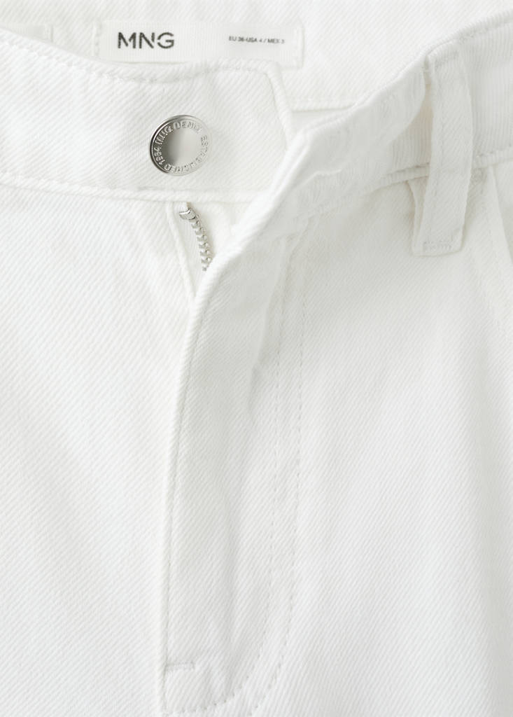 Straight-fit denim bermuda shorts — White