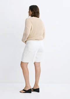 Straight-fit denim bermuda shorts — White 7