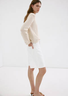 Straight-fit denim bermuda shorts — White 18