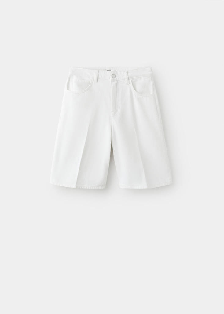 Straight-fit denim bermuda shorts — White