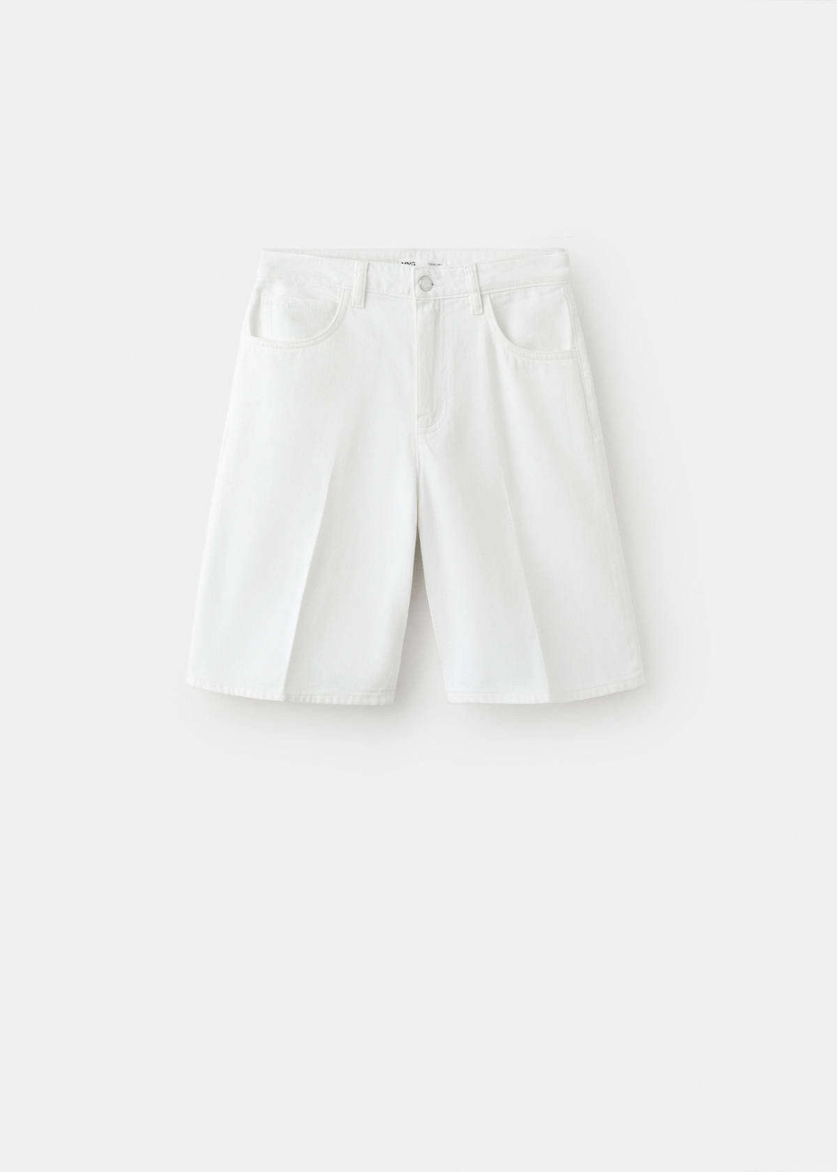 Straight-fit denim bermuda shorts — White