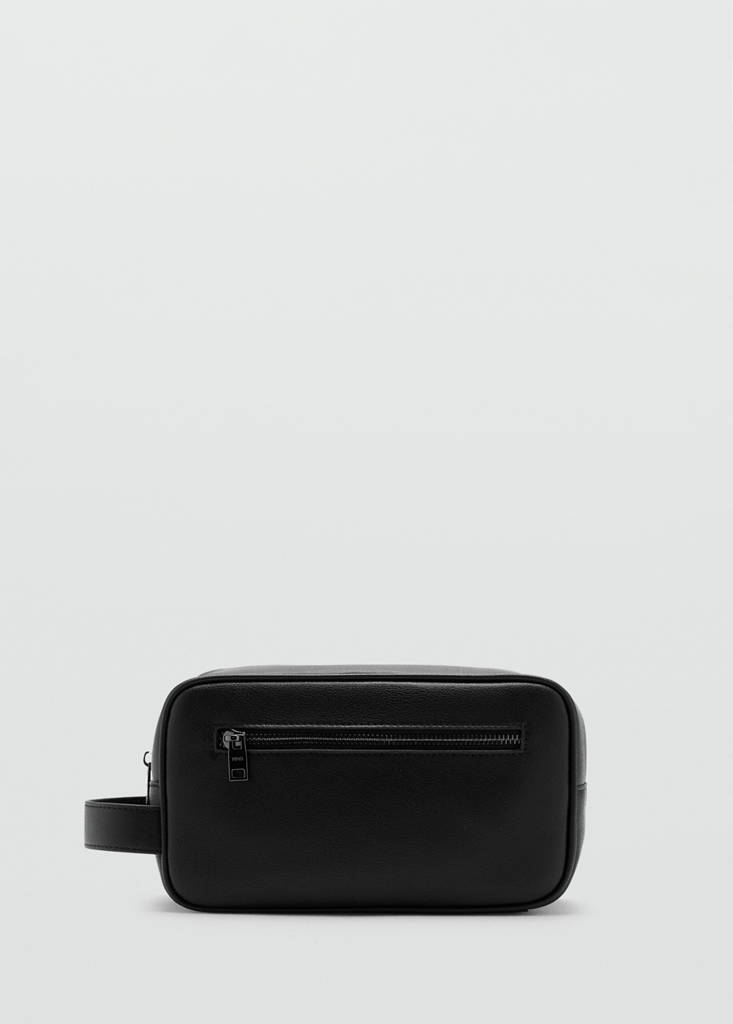 Zipped leather cosmetic bag — Black