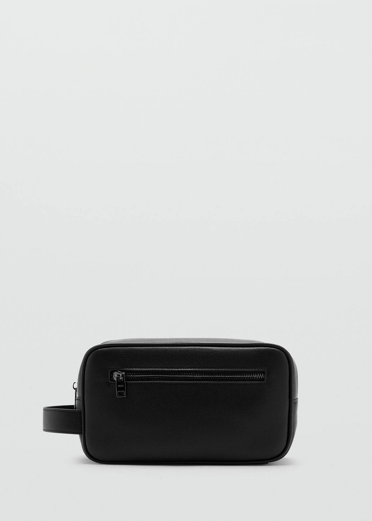 Zipped leather cosmetic bag — Black