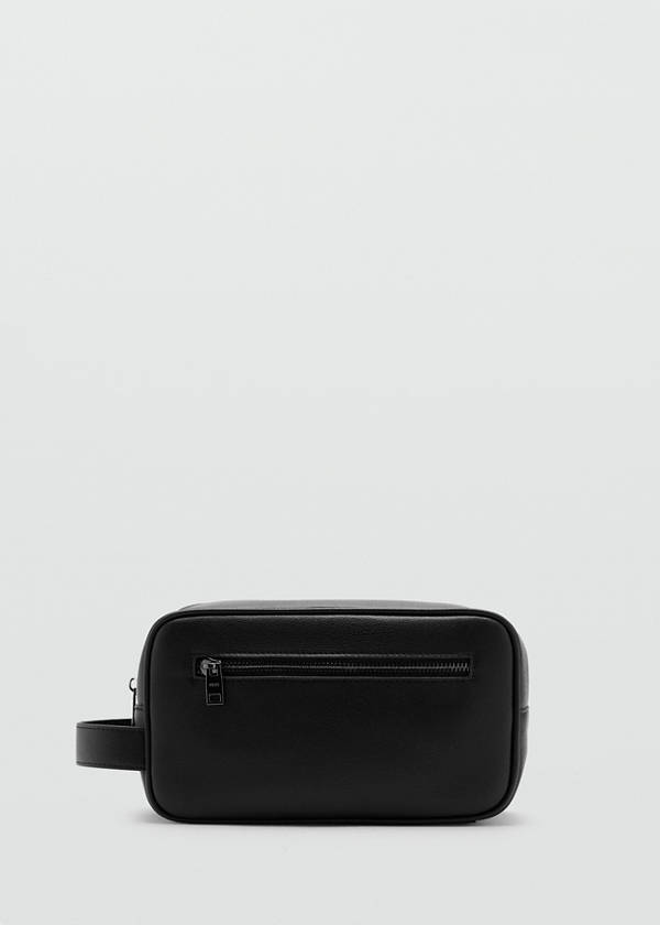 Zipped leather cosmetic bag — Black