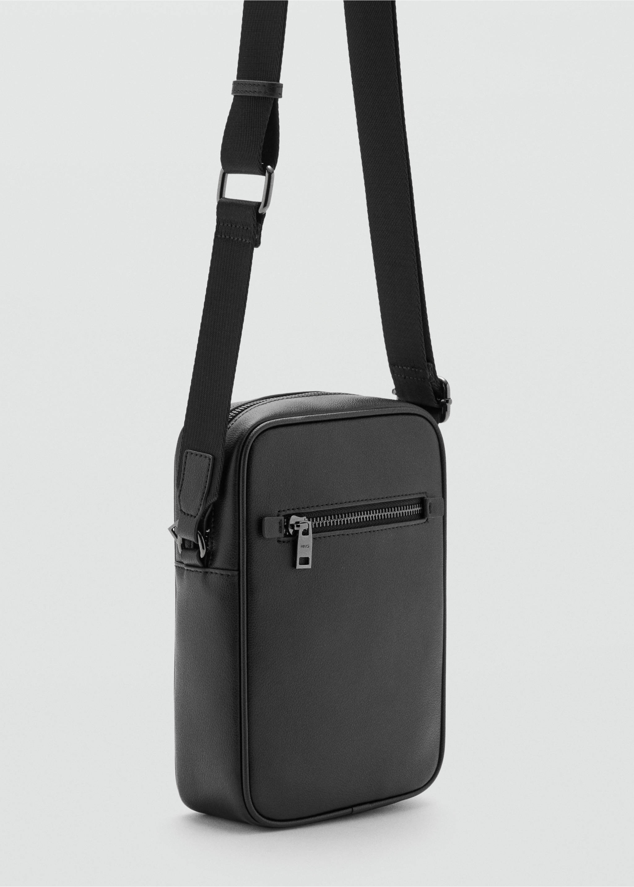 Zipper leather bag - Medium plane, Black. Ref: 37021355-00.