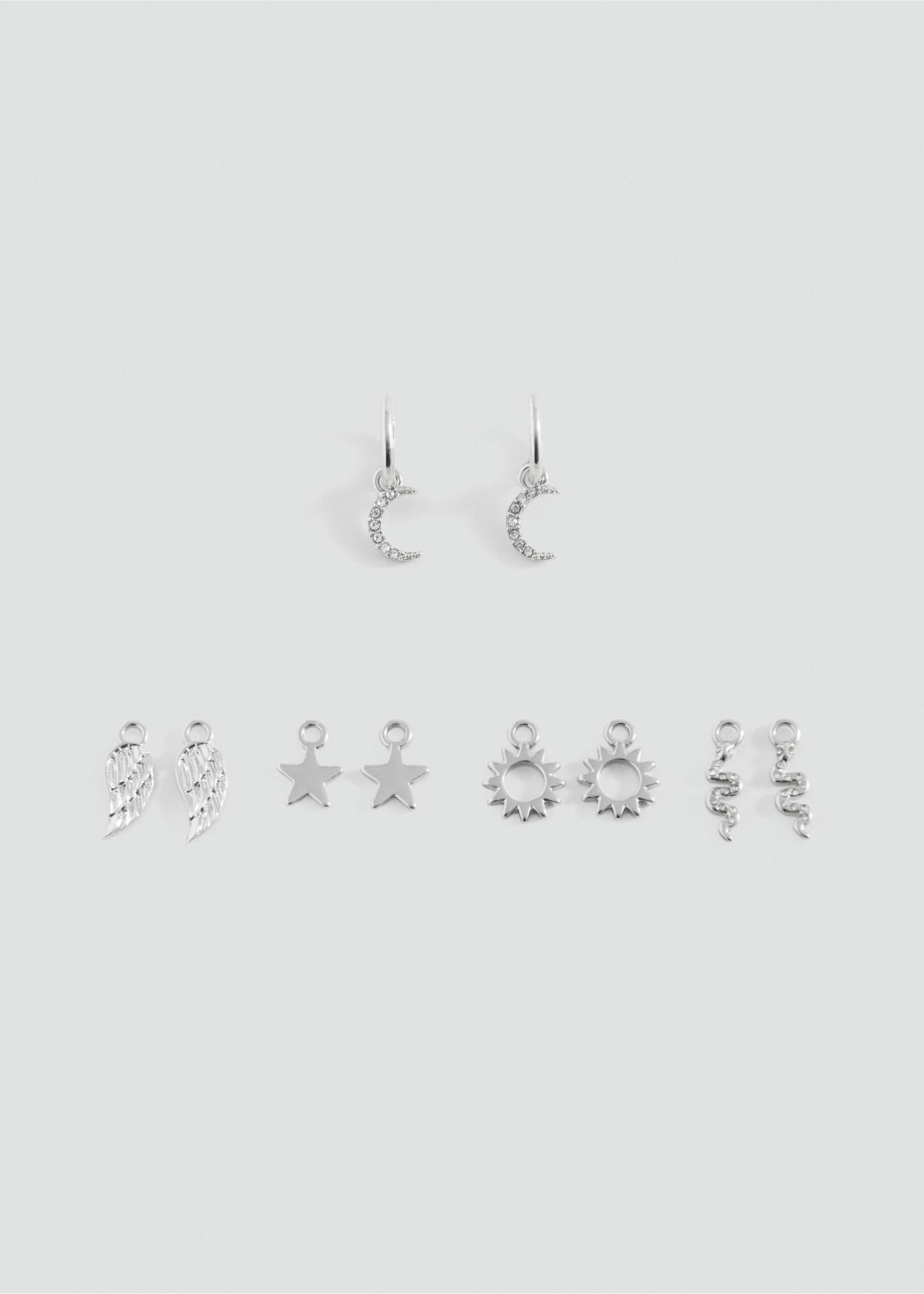 Multi-charm earrings - منتج دون نموذج, فضي. Ref: 37021356-00.