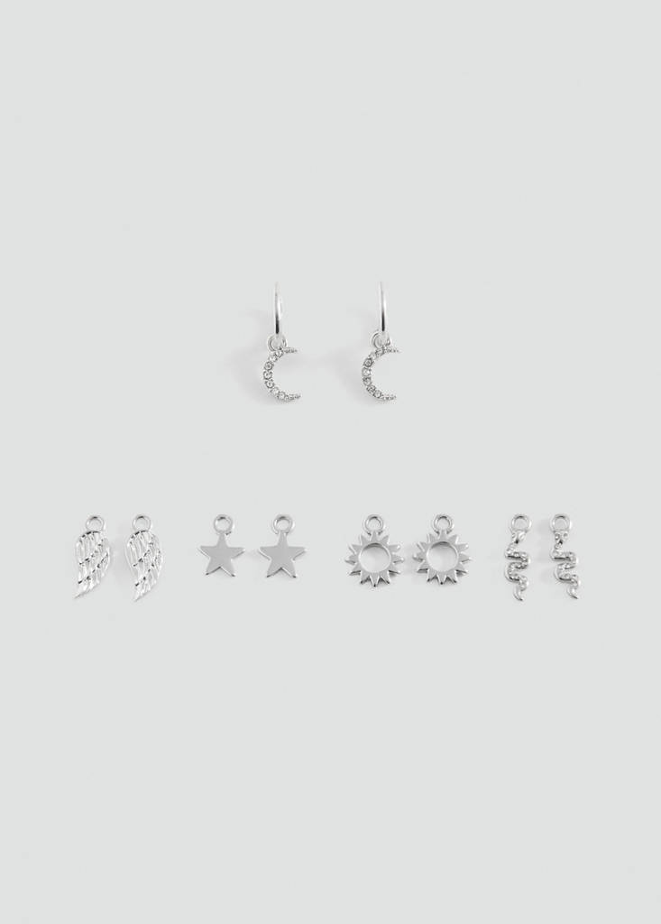 Multi-charms earrings — Silver