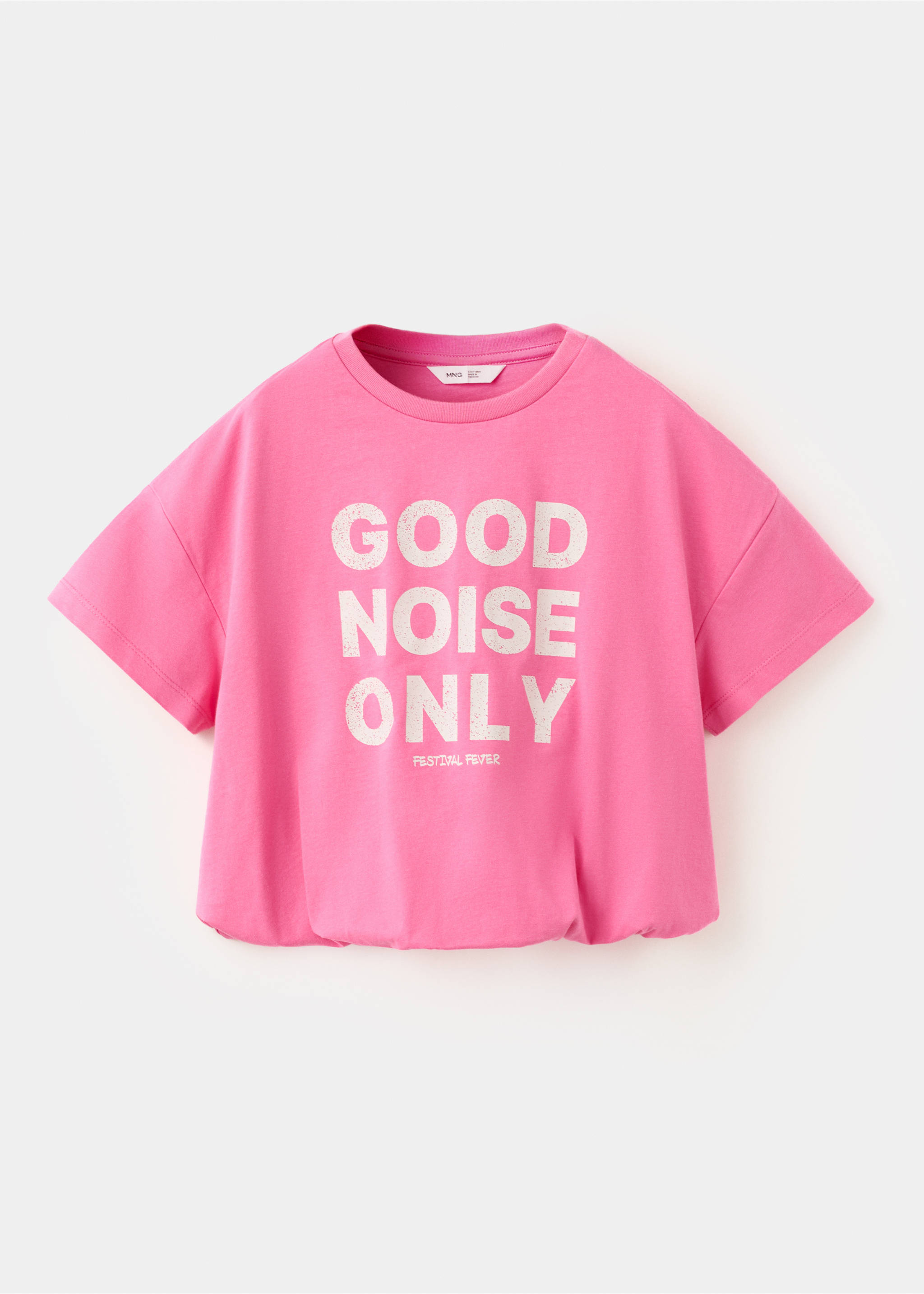 Printed text T-shirt - Article without model, Neon Pink. Ref: 37021357-00.